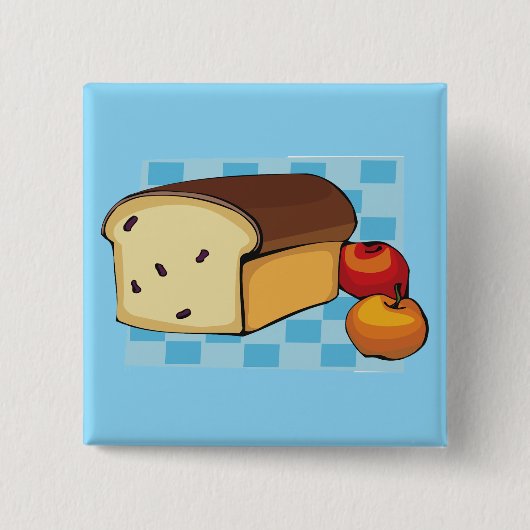 Raisin Bread Loaf and Red Apples Vierkante Button 5,1 Cm (Voorkant)