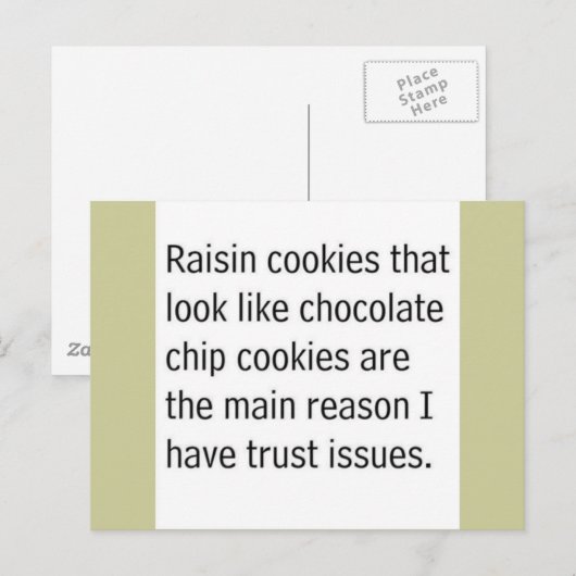RAISIN COOKIES DIE ZOEKEN ALS CHOCOLATE CHIPS ZIJN BRIEFKAART (Voorkant / Achterkant)