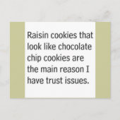 RAISIN COOKIES DIE ZOEKEN ALS CHOCOLATE CHIPS ZIJN BRIEFKAART (Voorkant)
