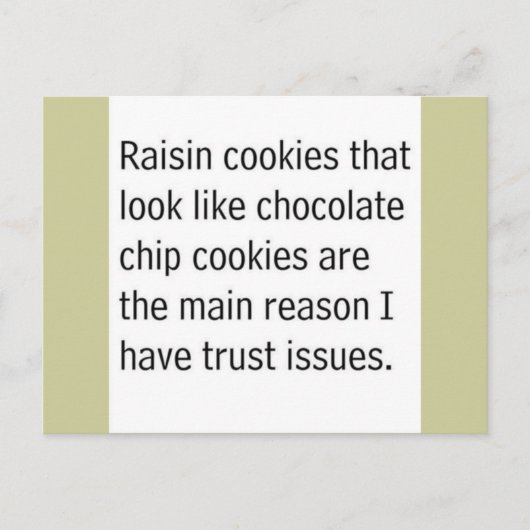 RAISIN COOKIES DIE ZOEKEN ALS CHOCOLATE CHIPS ZIJN BRIEFKAART (Voorkant)