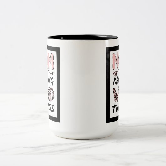 Raising Wild Things Mom Leopard Print Quote Tweekleurige Koffiemok (Center)