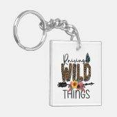 Raising Wilde Dingen Luipard Print Flowers Arrow Sleutelhanger (Voorkant Links)