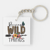Raising Wilde Dingen Luipard Print Flowers Arrow Sleutelhanger (Achterkant)
