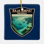 Raja Ampat Indonesia Reizen Kunst Vintage Keramisch Ornament<br><div class="desc">Raja Ampat in een vectorkunststijl. Raja Ampat,  of "De Vier Koningen",  is een archipel van meer dan 1.500 eilanden in de Indonesische provincie West-Papoea.</div>