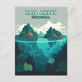 Raja Ampat Indonesia Underwater Scuba Retro Briefkaart