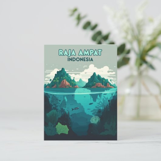 Raja Ampat Indonesia Underwater Scuba Retro Briefkaart (Staand voorkant)