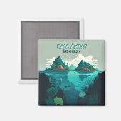 Raja Ampat Indonesia Underwater Scuba Retro Magneet (Voorkant / Achterkant)