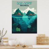 Raja Ampat Indonesia Underwater Scuba Retro Poster (Keuken)