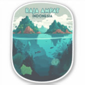 Raja Ampat Indonesia Underwater Scuba Retro Sticker (Voorkant)