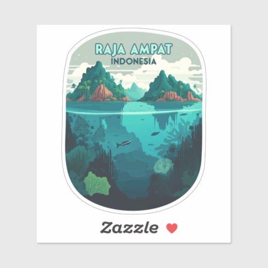 Raja Ampat Indonesia Underwater Scuba Retro Sticker (Vel)