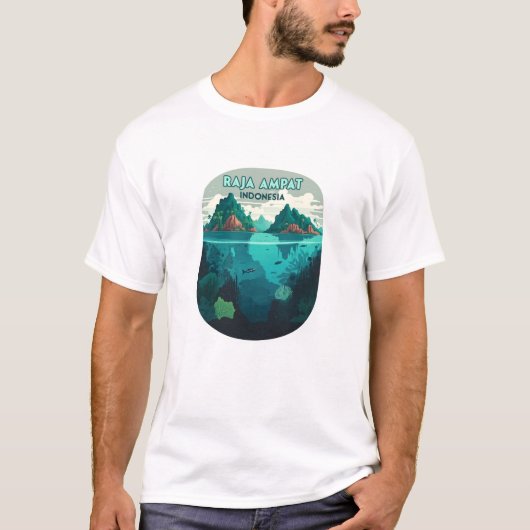 Raja Ampat Indonesia Underwater Scuba Retro T-shirt (Voorkant)