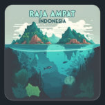 Raja Ampat Indonesia Underwater Scuba Retro Vierkante Sticker<br><div class="desc">Vang het onderwater uitzicht van de tropische koraalriffen en het aquatische leven en de natuurlijke,  bergachtige eilanden van de wereldberoemde duikplaats van de scuba,  Raja Ampat,  Indonesië.</div>