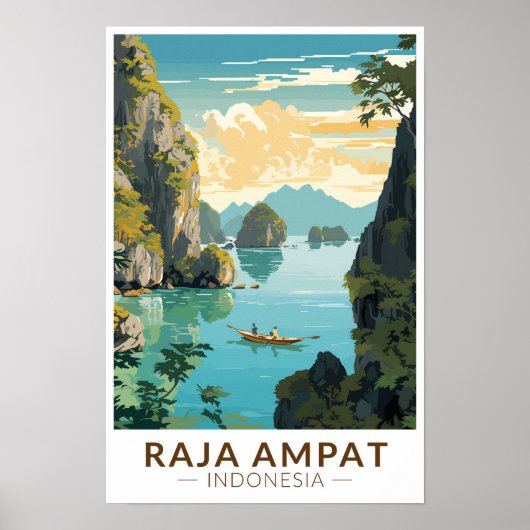 Raja Ampat Indonesië Bootreizen Kunst Vintage Poster (Voorkant)