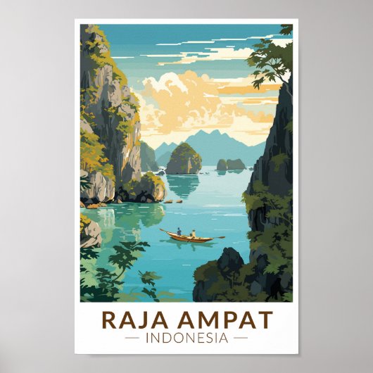Raja Ampat Indonesië Bootreizen Kunst Vintage Poster (Voorkant)