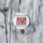 Raja Flores 2021 NYC Mayor Ronde Button 7,6 Cm (In situ)