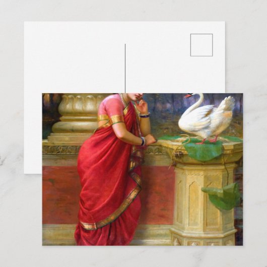 Raja Ravi Varma - Hamsa Damayanti Briefkaart (Voorkant / Achterkant)