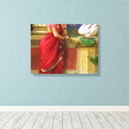 Raja Ravi Varma - Hamsa Damayanti Canvas Afdruk (Insitu (Houten vloer))