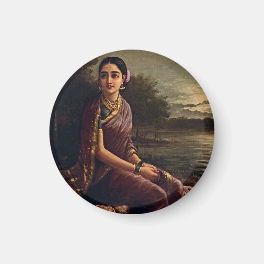 Raja ravi varma - Radha in het moonlight Magneet (Voorkant)