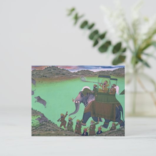 Raja Sarup Singh van Udaipur, op jacht op everzwij Briefkaart (Staand voorkant)