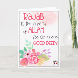 Rajab - Heilige Maand Zegeningen -Bloemontwerp Kaart