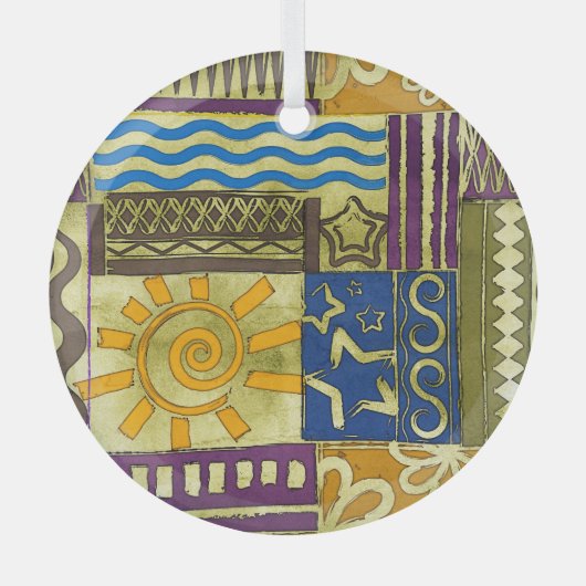 Rajasthan Indian, Patchwork tapijt textuur. Glas Ornament (Voorkant)