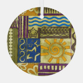 Rajasthan Indian, Patchwork tapijt textuur. Glas Ornament (Achterkant)