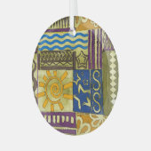Rajasthan Indian, Patchwork tapijt textuur. Glas Ornament (Voorkant links)