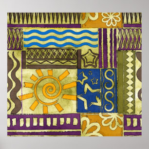 Rajasthan Indian, Patchwork tapijt textuur. Poster