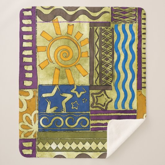 Rajasthan Indian, Patchwork tapijt textuur. Sherpa Deken (Voorkant)
