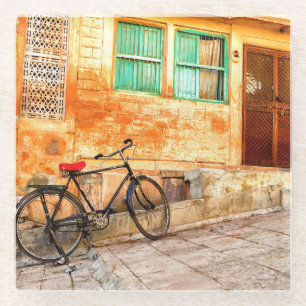 Rajasthan Street Scene: Indiase stijl Glazen Onderzetter