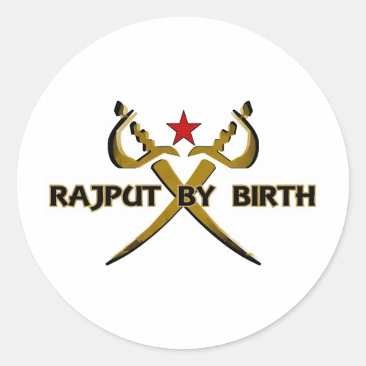 Rajput by Birth Red Star Ronde Sticker (Voorkant)