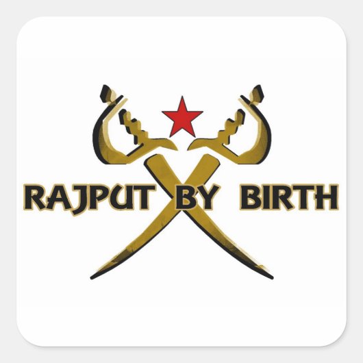 Rajput by Birth Red Star Vierkante Sticker (Voorkant)