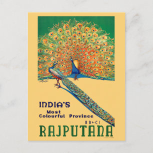 Rajputana India Vintage Travel Poster Briefkaart