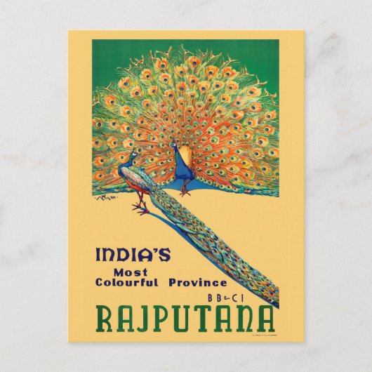 Rajputana India Vintage Travel Poster Briefkaart (Voorkant)