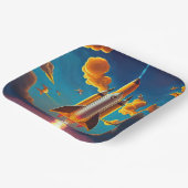 Raket bij zonsondergang papieren bordje (Gebogen)