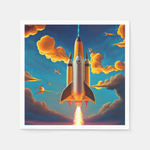 Raket bij zonsondergang servet