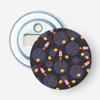 Raket in de ruimte button flesopener