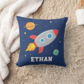 Raket in de ruimte, planeet en sterren, kinderkame kussen (Deken)
