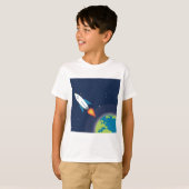Raket in ruimtevaartmoon Aarde Grafisch Ontwerp T-shirt (Voorkant volledig)