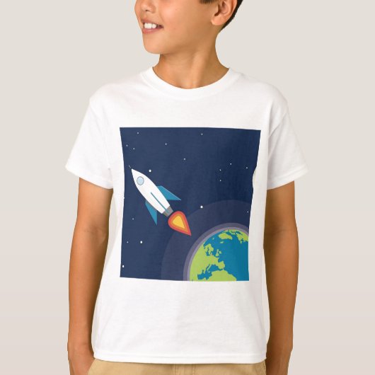 Raket in ruimtevaartmoon Aarde Grafisch Ontwerp T-shirt (Voorkant)