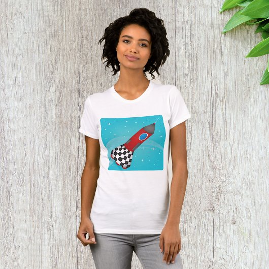 Raket in ruimtevrouwen T-shirt