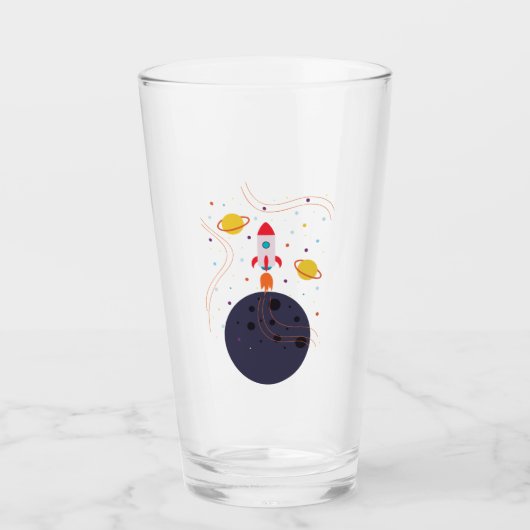 Raket in Space astronaut party Glas (Voorkant)