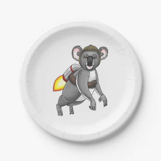 Raket Koala Beer Papieren Bordje (Voorkant)