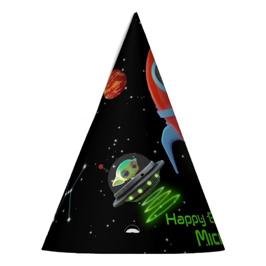 Raket met foto | UFO Verjaardag Alien Astronaut Feesthoedjes (Links)