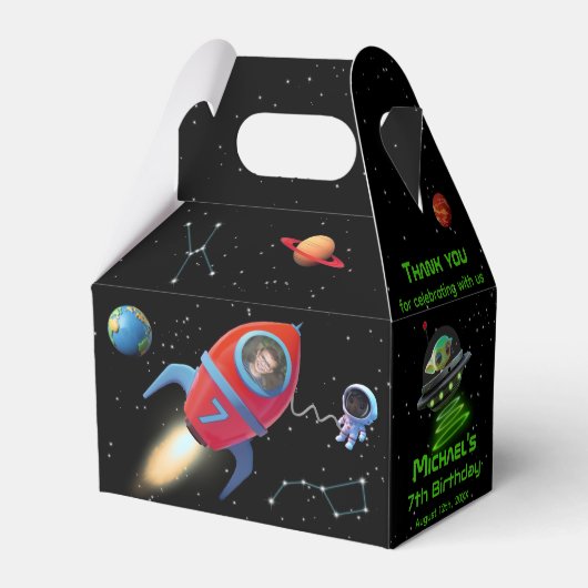 Raket met foto | Verjaardag UFO astronaut Bedankdoosjes (Achterkant)
