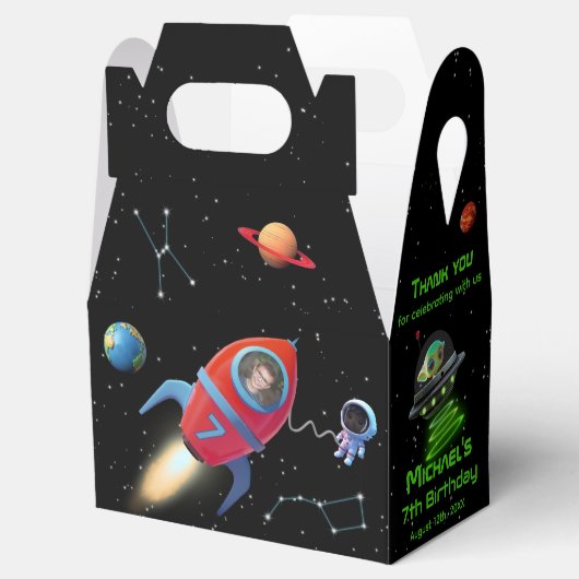 Raket met foto | Verjaardag UFO astronaut Bedankdoosjes (Geopend)
