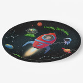 Raket met foto | Verjaardag UFO astronaut Papieren Bordje (Gekanteld)