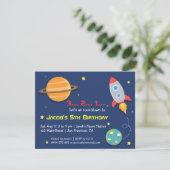 Raket naar buitenste ruimtepartij, kinderen op zat kaart (Staand voorkant)