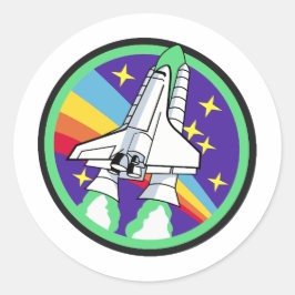 Raket naar de maan ronde sticker