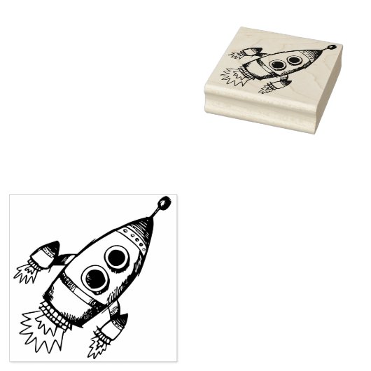 Raket naar de ruimte rubberstempel (Gestempeld)
